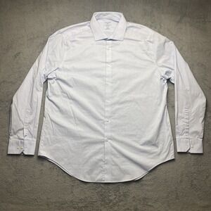 Stafford Mens Long Sleeve Button Down Sz XL 17-17.5 34-35 Light Blue 365 Comfort